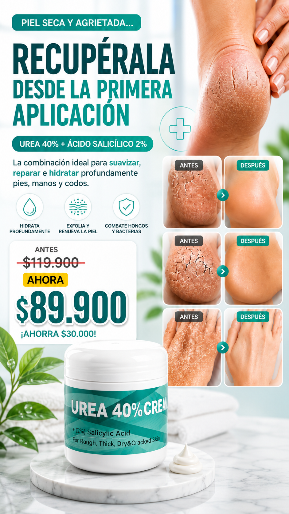Crema Urea Al 40 Pies Manos Y Codos